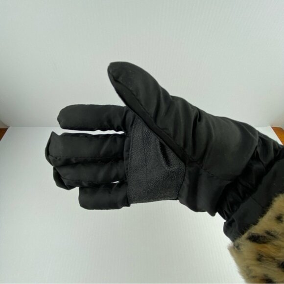 Jessica Quilted Gloves Nylon Poly Sz 7-8 Faux Fur Trim Thinsulate - Picture 3 of 7